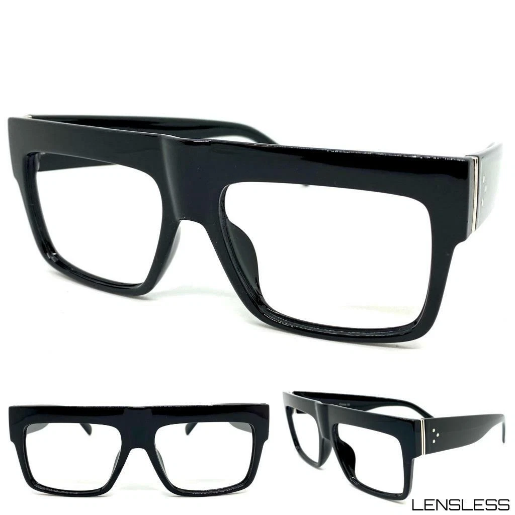 Classic Vintage RETRO Style Lensless Eye Glasses Thick Black Frame Only NO Lens