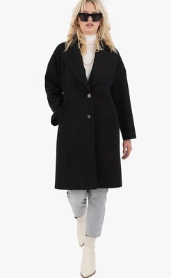 Nine West Women's Faux Wool Coat In Black Size XL New | eBay