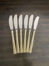 6 Vintage Rostfrei Stainless Steel With Gold Tone Accents Dinner Knives