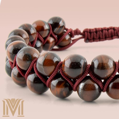 Handcrafted Red Tiger Eye Bracelet – Adjustable Double-Layer, for Men and Women - Picture 2 of 9