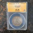 1854-O Seated Liberty Half Dollar Arrows ANACS VF 30 Details Silver Coin