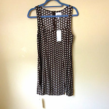 Reformation Noha mini dress Brown /White Geometric Square Neck Sleeveless Zip