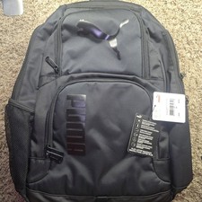 PUMA Plus Laptop Backpack 15" Black Padded Pockets NWT Stealth Black On Black