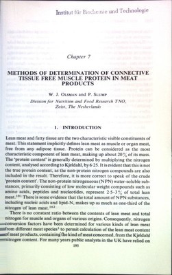 Methods of determination of connective tissue free muscle protein in meat produc