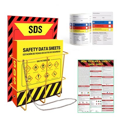Lontcs MSDS SDS Binder and Wall Station Set,Yellow Heavy Duty 3 Inch Material...