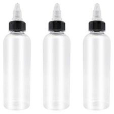 6oz Dispensing Bottles Plastic Squeeze Bottles with Twist Top Cap 3 PCS
