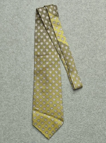 Vintage GIANNI VERSACE Silk Tie Mens Yellow White Medusa Head Striped Pattern - product listing photo