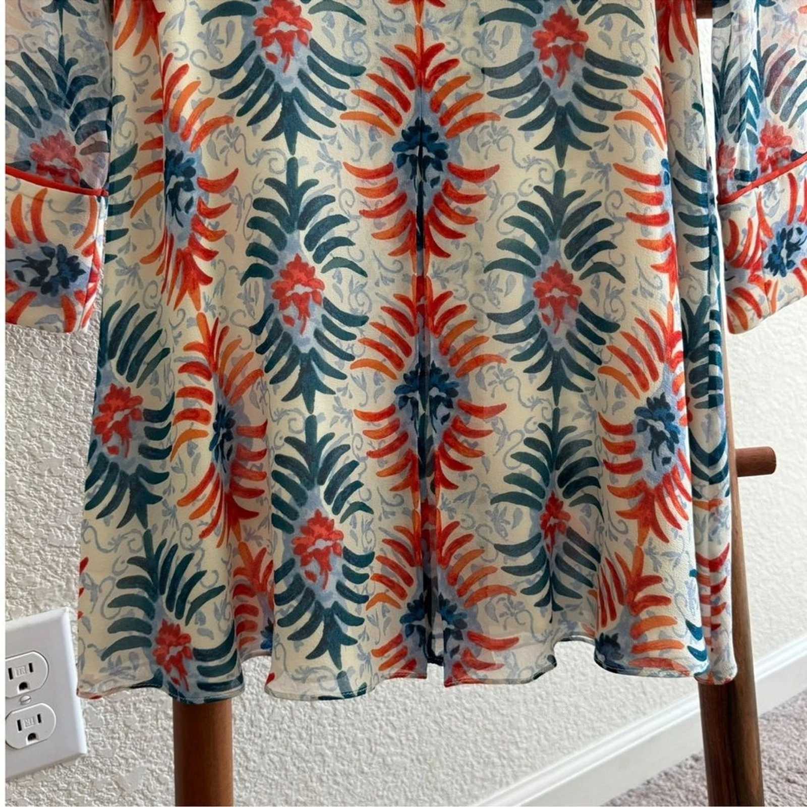 Mini Abito Tory Burch Seta Floreale Arancione Blu Nuovo Taglia 4