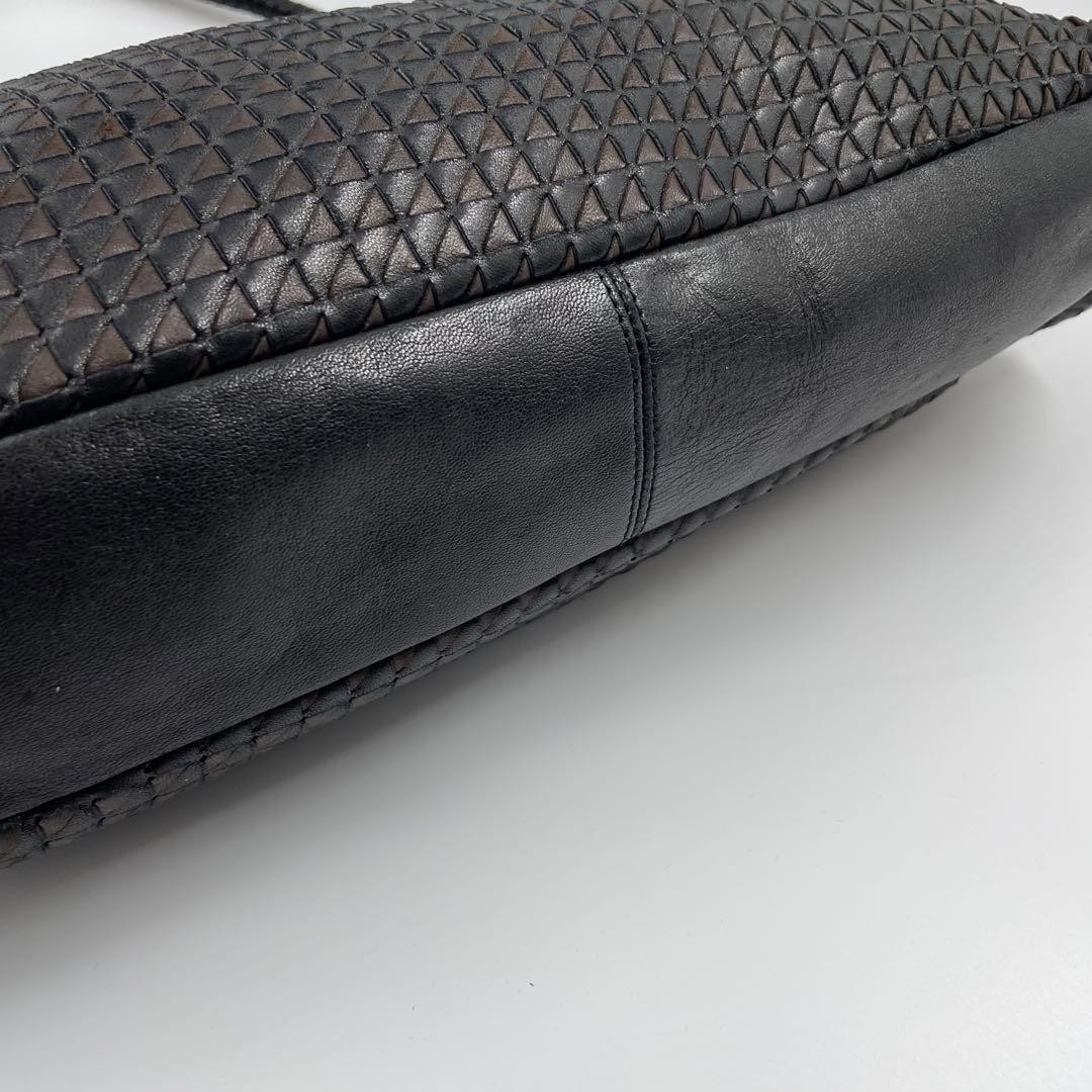 Bottega Veneta Women's Shoulder Bag Hobo Leather Intrecciato Black Vintage thumbnail 17
