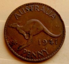 AUSTRALIA 🇦🇺 ONE (1) PENNY COIN 1941 (KING GEORGE VI / 