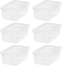 6-Pack Storage Bins W/ Lids 6 Quart Crystal Clear Shoe Boxes Stackable