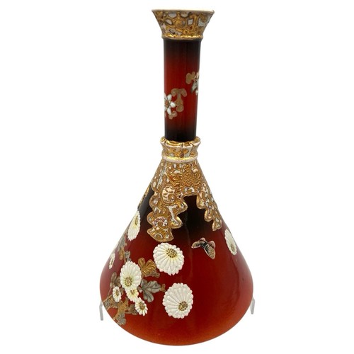 Antique Meiji Japanese Kinkozan Sobei Art Vase Kinrandé Gold Bracade Crysanthemu - Picture 3 of 13