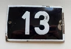 Vintage Enamel Porcelain House Number 13 Door Sign Dark Blue (almost Black)