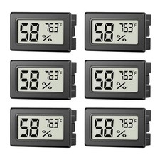 6 Pack Mini Hygrometer Indoor Humidity Meter, Small Digital Thermometer Black