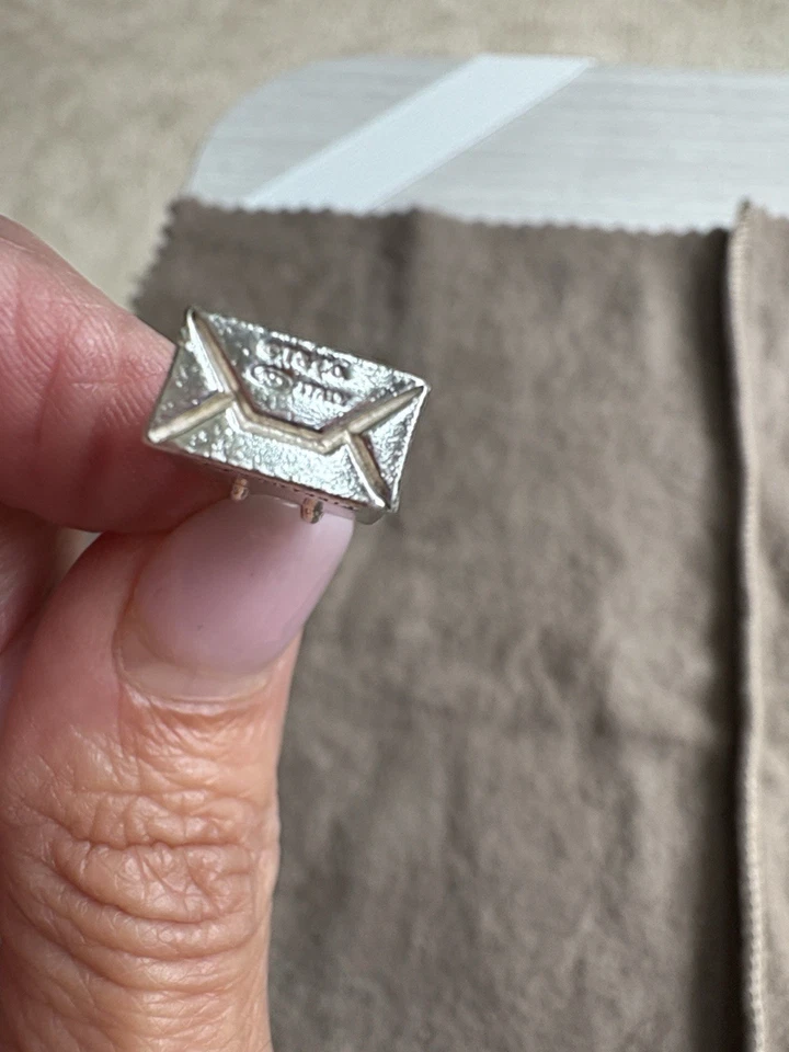 Authentic Tiffany & Co Enamel & 925 Sterling Silver Shopping Bag Charm & Pouch - Image 2 of 3