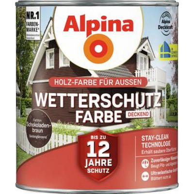 Alpina Wetterschutzfarbe deckend Außen Holzschutz seidenmatt schokobraun 2,5L