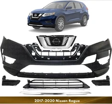 Front Bumper Cover Fascia & Grille Assembly Kit For 2017-2020 Nissan Rogue