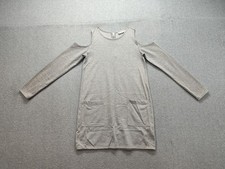 Abercrombie & Fitch Women Mini Dress S Gray Cold Shoulder Sleeve Casual Back Zip