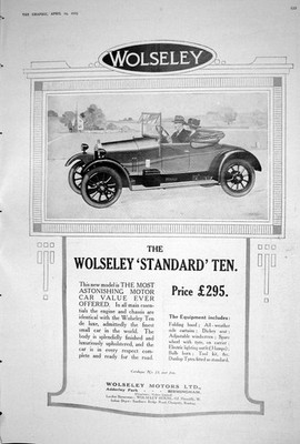 Old 1923 Wolseley Standard Ten Motors Fortmason Mackintoshs Chocolate 20th