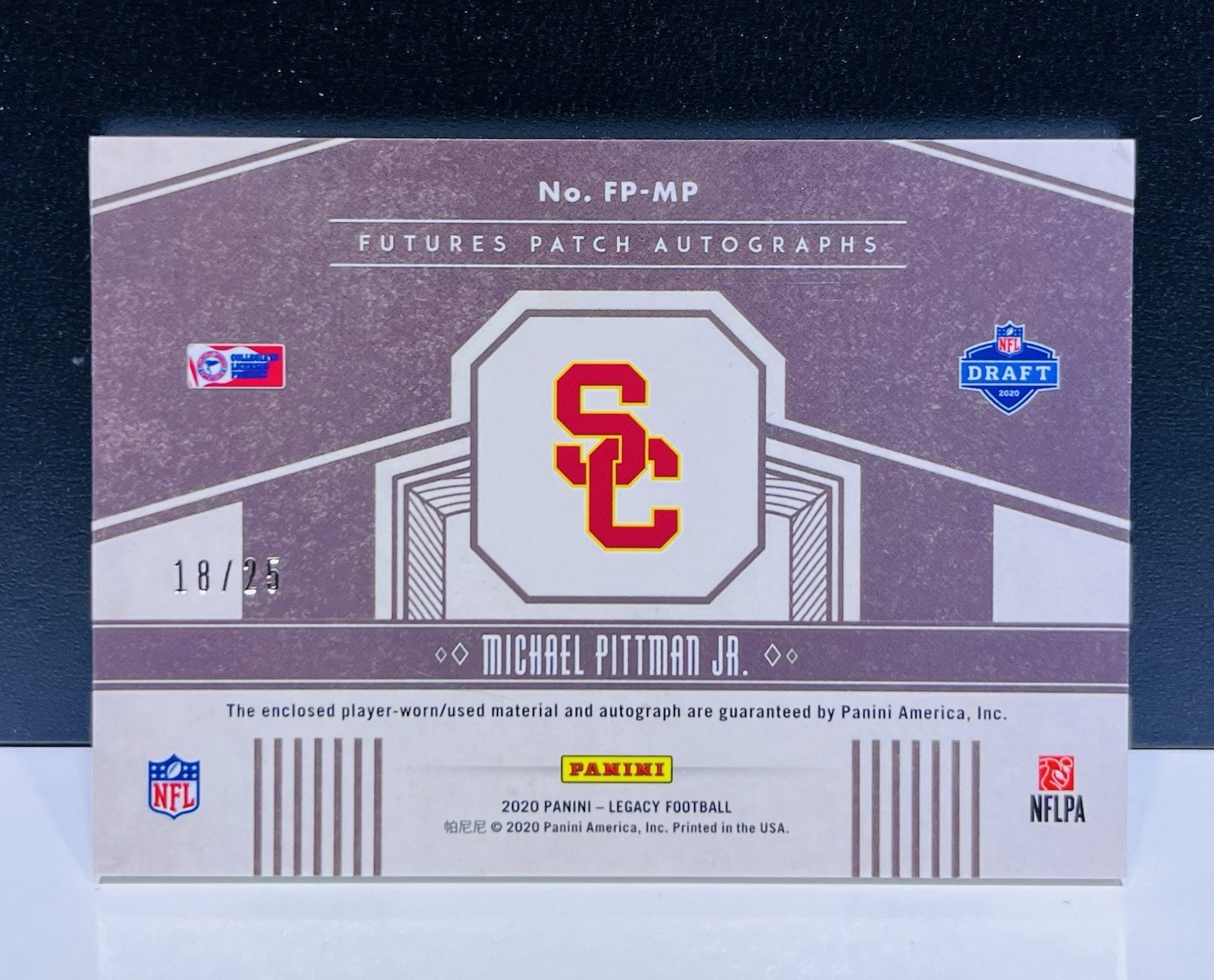 🔥#’D /25🔥2020 Panini Legacy Michael Pittman Jr. 2 Color Patch Auto Blue RPA view 2