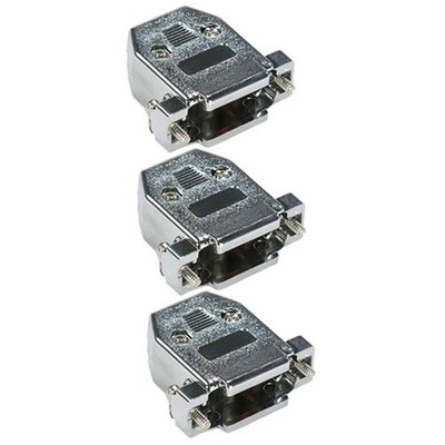 3x DB15 D-SUB 15 Pin Connector Hood Cover Housing Screw Type Metalized Plastic