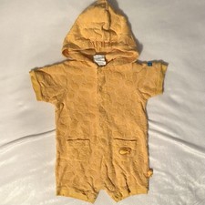 Vintage Carters Baby Terry Goldfish Hood Romper Baby Boy 6-9M Fish Yellow Orange