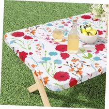 Rectangle Vinyl Tablecloth, Fitted Table 72" x 30" Rectangular Off White