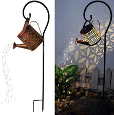 Solar Lanterns Outdoor Waterproof,Metal Watering Can Garden Decor,Hanging Solar
