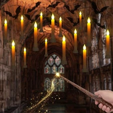 12 Pcs Hanging Floating Candles with Wand Remote (Battery Include), Deco Cand...