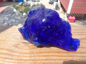 Glass Rock Slag Clear Cobalt Blue Rocks 2.12 lbs 51D Landscaping Aquarium