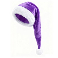 Long Santa Hat for Adults, Velvet Santa Hats Plush Christmas Hat for Xmas New...