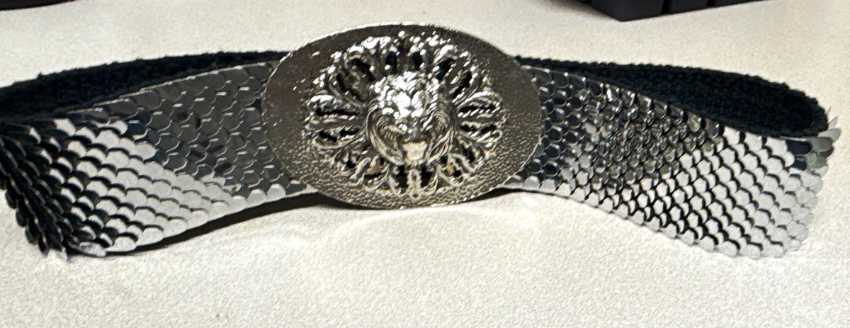 Raina Silver Panther Buckle Wide Leather and Elastic Belt Special Occasion Wide Belts for Women for sale | eBay main image 3