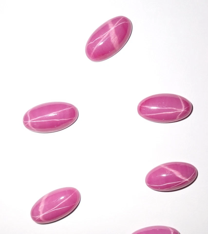 Opaque Star Ruby Long Oval 15x8 mm Cabochon 6 Rayed Lab-created Stone 1 pc Lot - Image 4 of 4