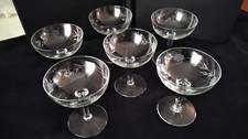 6 Coupes à champagne Vintage  Décor meulé