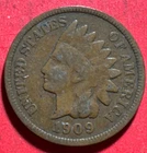 1909 US Indian Head Cent! VG! Last Year Issue! Lower Mintage Old US Coin