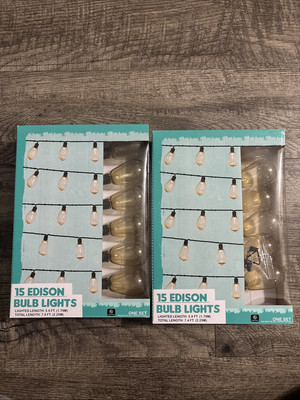 Lot Of 2 15 EDISON BULB LIGHTS PATIO GARDEN STRING LIGHTS