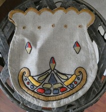 ICONIC Antique Arts  Crafts Silk Embroidered Natural Linen Purse Mission Era