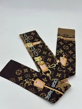 Lock And Chain Patterned Bag Scarf Brown Gold