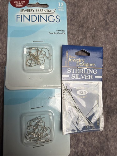 Sterling Silver 925 Jewelry Findings Lot Ear Wires Head Pins Darice