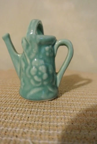 Vintage Shawnee Pottery Miniature Embossed Floral Pitcher Sprinkling Can USA