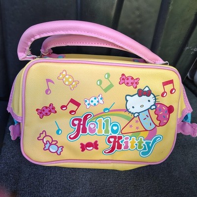 Hello Kitty Yellow Pink Lunch Bag Cartoon Candy Music Theme with Handle