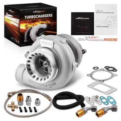 GT35 GT3582 Universal TurboCharger T3 4 Bolts Flange .7 A/R .63 A/R W/Oil Lines