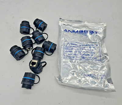 ANMBEST RJ45 CAT5E PANEL MOUNT WATERPROOF DUST CAP W LID LOT OF 9