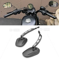 Long Stem Black Motorcycle Rear View Side Mirrors For Harley Sportster 1200 883