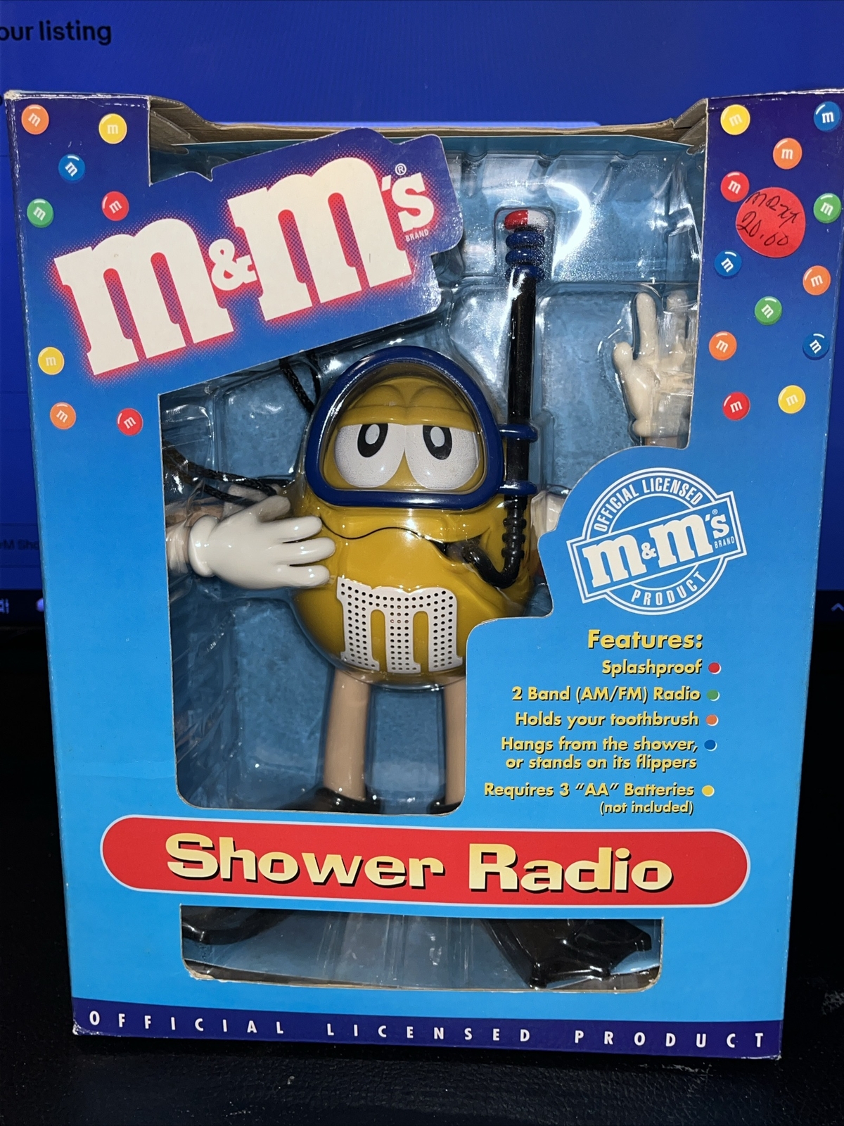 MIB Vintage M&M Shower Radio AM/FM Hangs Or Stands On Flipper Feet eBay