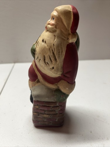 WALNUT RIDGE COLECTIBLES FOLK ART CHALKWARE 1996 SANTA WITH GIFT BAG SIGNED - Picture 4 of 5