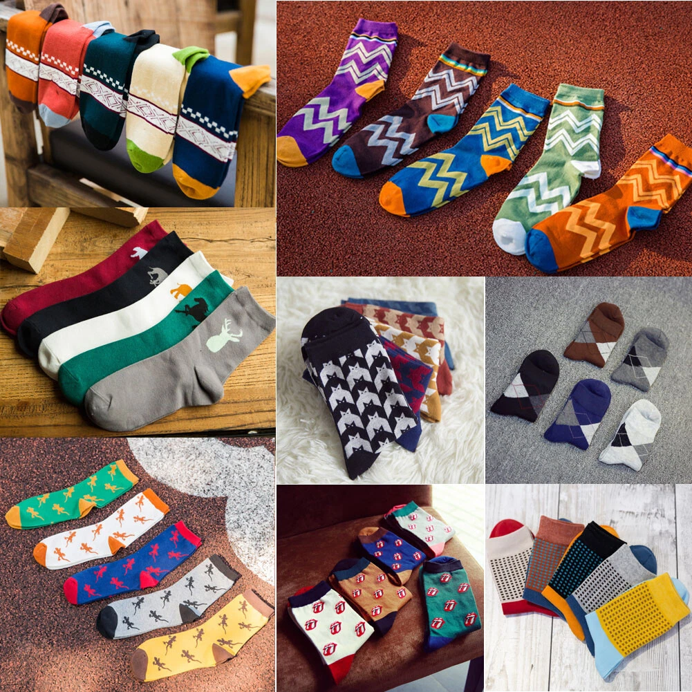 5 Pairs 2023 Casual Cotton Socks Design Multi Color Fashion Dress Men s Socks CA