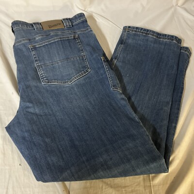 Duluth Trading Co Mens Ballroom Double Flex Blue Jeans Measure 46W 34L  46x34 FS!