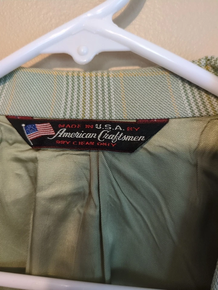 Presige vintage años 70 para hombre talla 44? Traje Chaqueta Deportiva 2 Botones Retro Verde Amarillo Foto 3 de 4