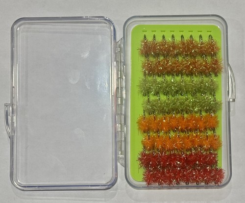 64ea Estaz eggs, 4 Colors of 16ea, #6 Hook, w/Flybox. Salmon & Steelhead! - Picture 2 of 4